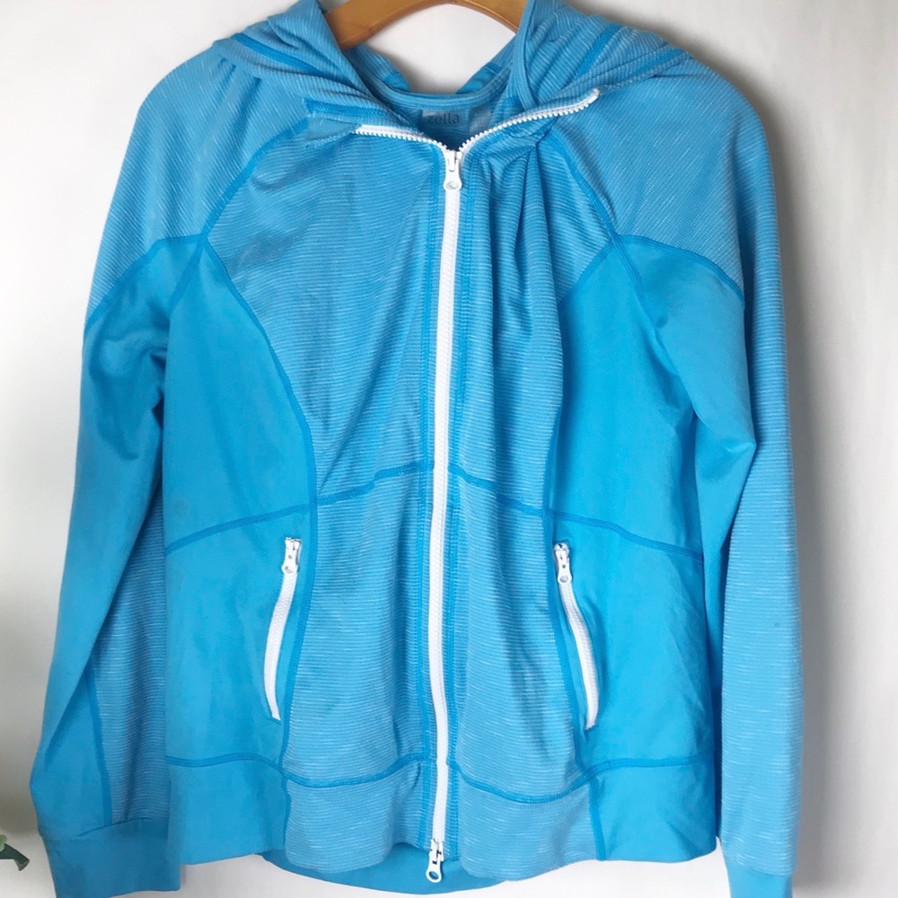Zella blue hooded workout jacket